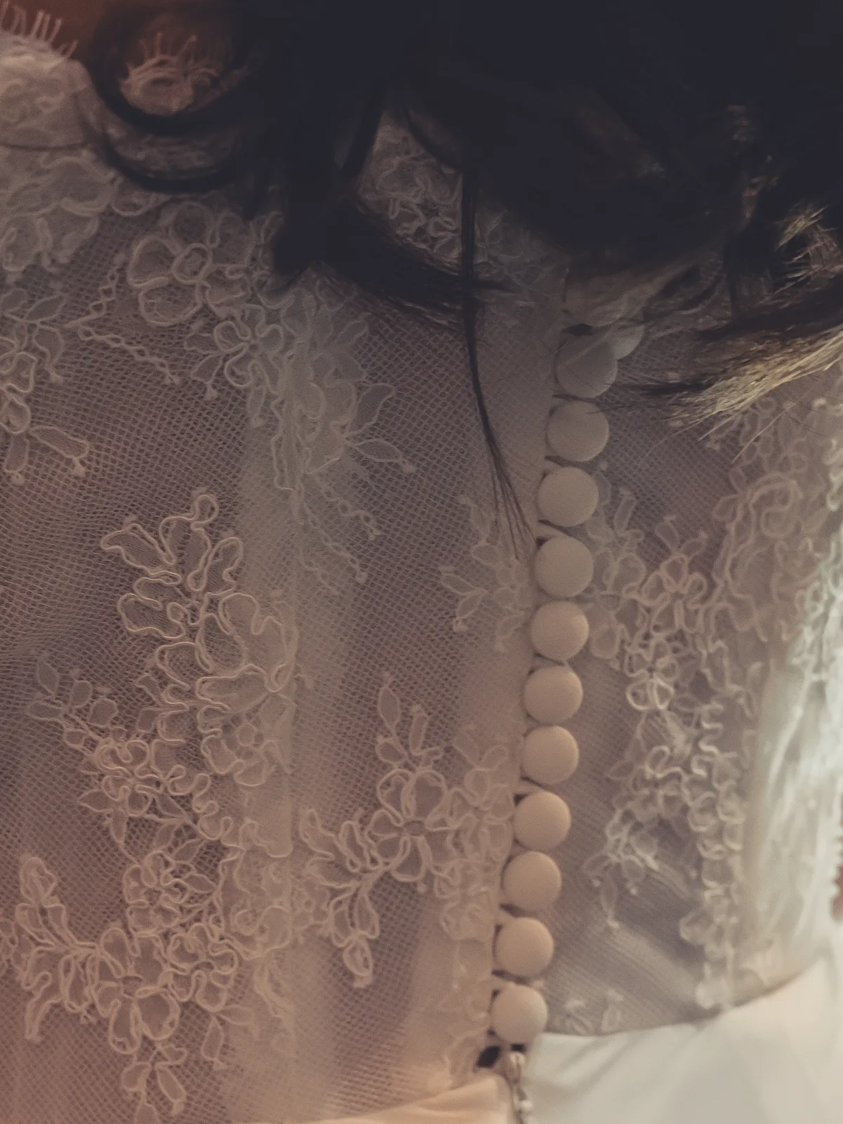 Bride wedding dress lace button back detail – Japanese documentary wedding photographer Sydney